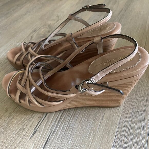 Cole Haan Nikeair Women's Strappy Wedge Sandal Shoes 10B Leather! - Picture 1 of 8